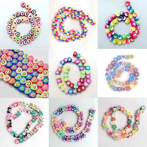 10mm Approx 40Pcs Color Animals/Flowers Polymer Clay Spacer Loose Beads For Women DIY Jewelery Bracelet Necklace Accesories