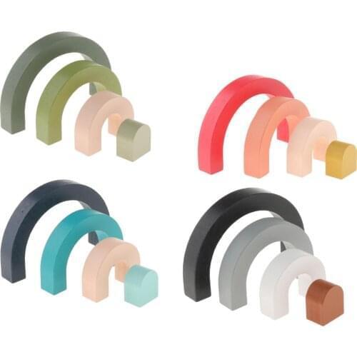 Wooden Rainbow Stacker Nesting Building Blocks Montessori Education Toys
