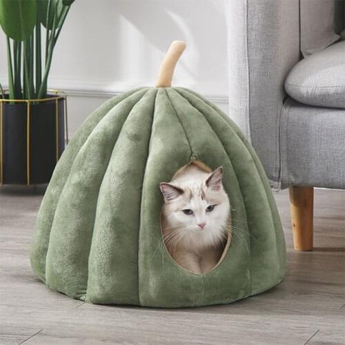 Pet Dog House Cat Tent Kennel Warm Pumpkin Pet Cave House Soft Velvet Sleeping Mat Kitten Puppy Cozy Bed For Small Medium Dogs