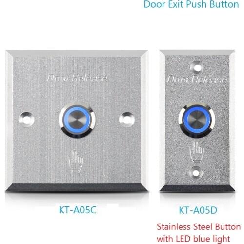 Door Exit Push Button With LED Light Stainless Steel Sealed Contact Button Aluminum Alloy Panel Access Control Release Switch
