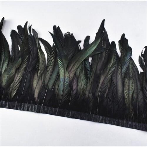 1meter pheasant Rooster Tail black Feather ribbon Trim 25-30cmDIY decor feathers For Crafts Dress Skirt Carnival Costumes Plumas