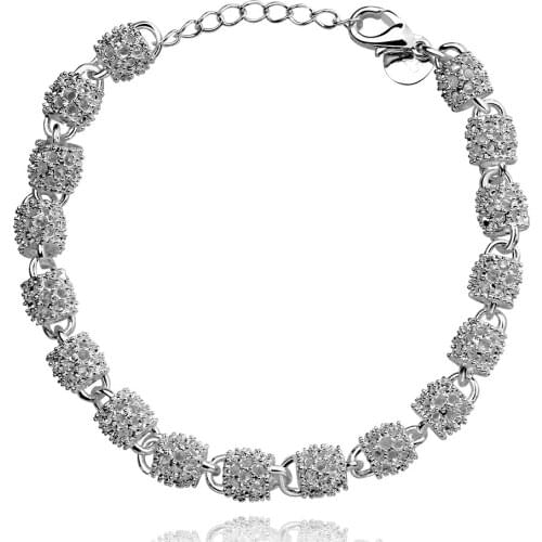 Wholesale Fashion Jewelry Bracelets, M925 Silver color Nice Jewelry. Silver color Chain Chain Bracelet Valentines Day Gift H354