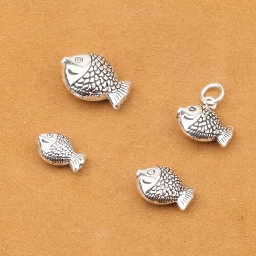 Factory Wholesale S925 Sterling Silver DIY Accessories Cute Mini Fish Pendant Bracelet Beaded Very Variety