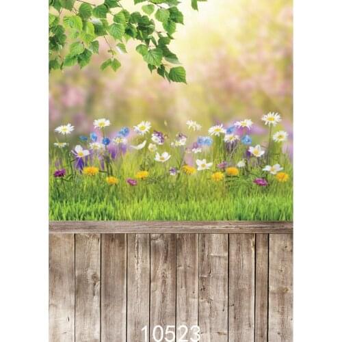 Easter Egg Spring Grassland Flower Backgrounds for Photo Studio Computer Printed Vinyl Photography Backdrop for Wedding Children