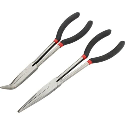11 Inch /280mm Extra Long Nose Pliers Straight /275mm 45 Degree Bent Tip Craft Tool Set High Quality Free Shipping
