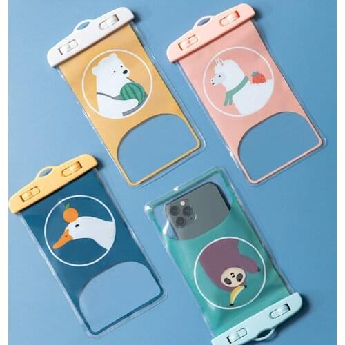 Beach Sport Mobile Phone Printed Cartoon Waterproof Cellphone Bag For Snorkeling Swimming Diving Rafting Transparent Storage Bag