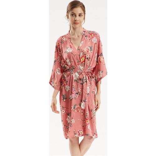 Plus Size Women Kimono Gown Cotton Nightgown Intimate Lingerie Print Flower Bride Bridesmaid Wedding Robe Soft Nightdress