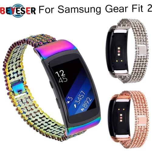 BEYESER Replacement Stainless Metal Wrist Strap For Samsung Gear Fit 2 Pro Luxury Watchband Bracelet For Samsung Fit2 Watch Band
