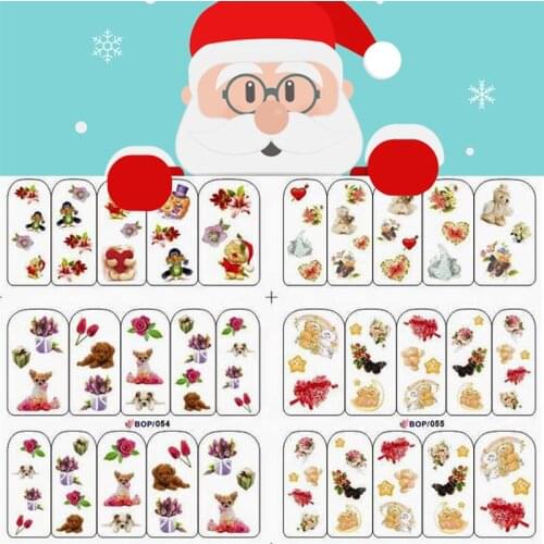 Christmas Nail Watermark Stickers Watermark Decals Santa Elk Snow Bell Design Nail Decals