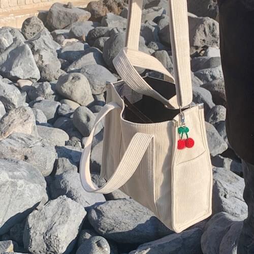 Women Corduroy Zipper Shoulder Bag Ladies Cloth Tote Handbag Vintage Messenger Bag Red Black Small Shopper Bag For Girls