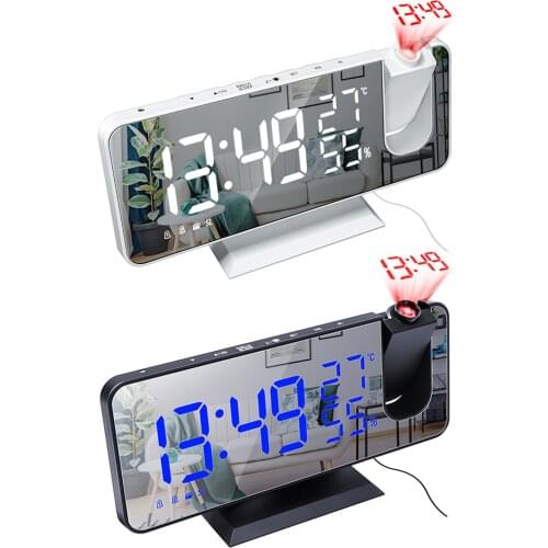 LED Digital Alarm Clock FM Radio with Projector Alarm Clock Mirror Screen Radio FM76MHZ-108MHZ