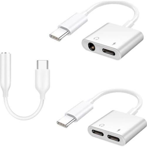 Type C to 3 5mm Jack Doble USB C Adapter For Samsung Galaxy S21 S20 Note 20 10 AUX Splitter 2 In 1 Charger Headphone Connector