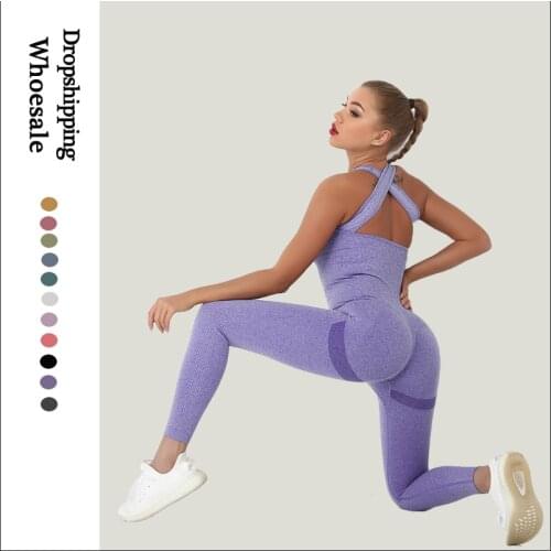 Tufaha Seamless Jumpsuit Push Up One-piece Sets Sleeveless Gym Clothing Sports with Padded Back Hollow Rompers Fitness Jumpsuit