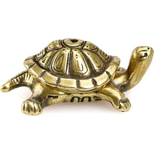 Vintage Brass Japanese Tortoise Incense Holder Burner Small Tea Pet Ornament Animal Turtle Figurines Miniatures Desk Decorations