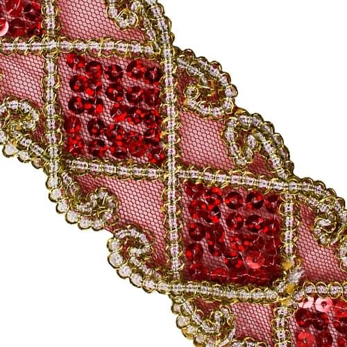 Beaded Sequin Lace Ribbon Trim Tape Band Lace Fabric Trimming Scapbooking Embossing Craft Sewing Supplies 10yards T2615