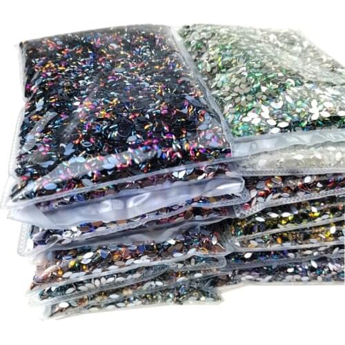 High Quality Flatback Glue On Acrylic Rhinestones AB Color 3D Nail Art Loose Decorative Horse Eye Rhinestones