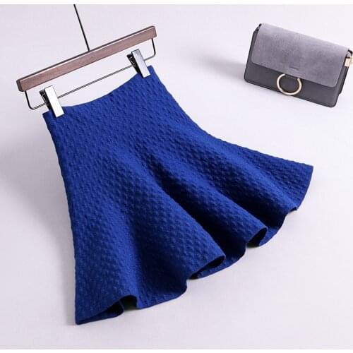 2020 Spring High Waist Skirts Knitted Winter Gray Stretch A-Line Women Mini Skirt Faldas Saias Jupe Clothes