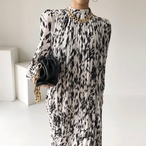 Wavsiyier Summer A-line Long Sleeve Print Floral Spring High Waist Dresses Women Party Elegant Midi Dress 2021 Vintage Luxury