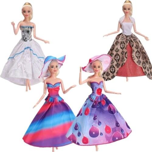 1/6 Cosplay Fashion Off Shoulder Princess Dress for Barbie Doll Clothes Party Gown Outfits 11.5" Dollhouse Accessories Kids Toys