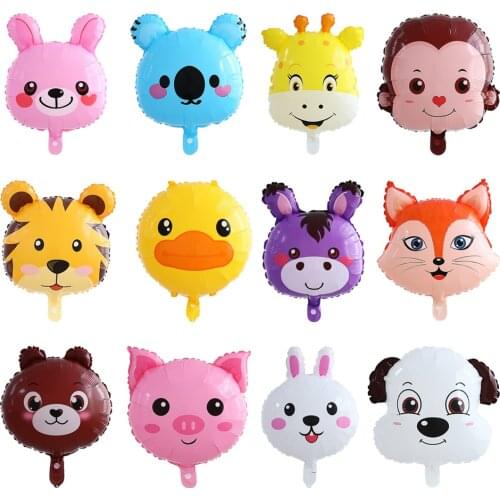 10Pcs Jungle Animal Tiger Bunny Bear Puppy Giraffe Air Helium Balloon Kids Safari Birthday Party Decor Zoo Theme Supplies