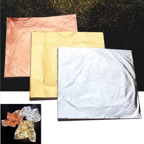 100Pcs 14*14cm Art Craft Paper Gold Copper Leaves Gold Leaf Aluminum Sheets Foil Paper For Gilding DIY Wedding Birthday Party