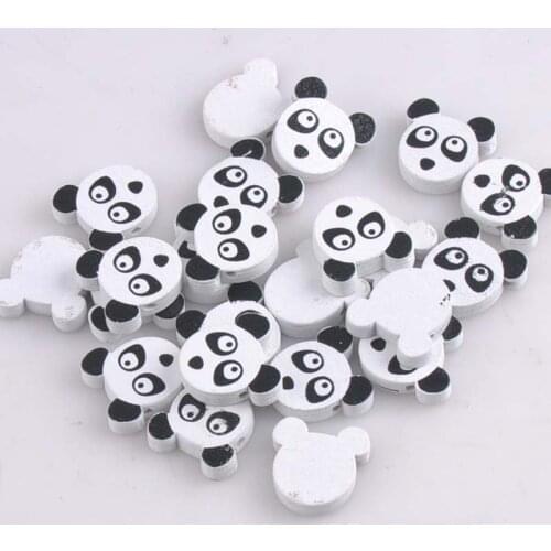 20mm 20pcs Mixed Panda Paintied Wooden Beads For kids Jewelry Making MT1417X