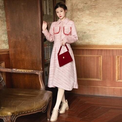 2020 new fashion womens clothing Full Plaid Vintage dress dresses women