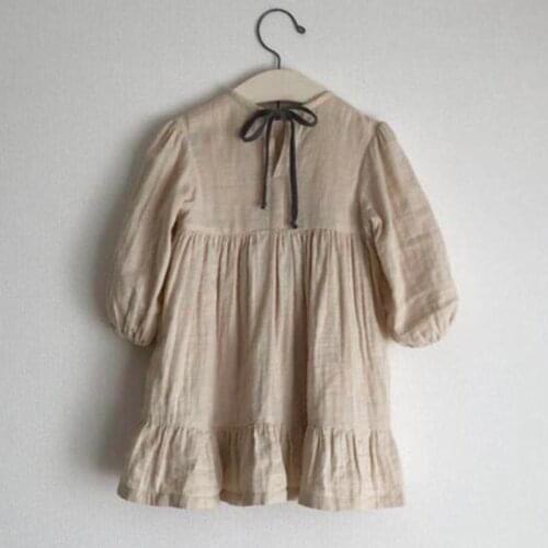 2020 Baby Girls Dress Princess Clothing Spring Autumn Kids Clothing Linen Kids Clothes Ruffles Sweet Dress More Color