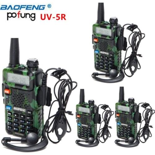 4Pcs BAOFENG Camouflage UV-5R Walkie Talkie Dual Band UHF/VHF 136-174/400-520MHz UV5R Portable Handheld Ham Two Way CB Radio