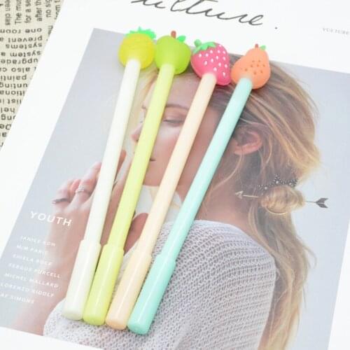 60 Pcs/lot Gel Pen Caneta Material Escolar Lapices Kawaii Caneta Gel Boligrafo Cute Fruit Cute Stationary Jel Kalem Canetas
