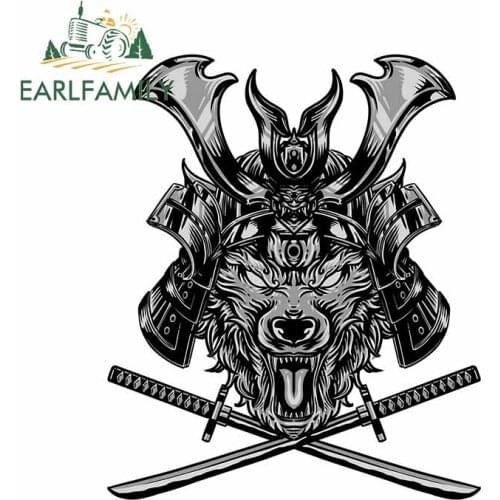 EARLFAMILY 13cm x 10.8cm Cool Samurai x Wolf Sticker Personality Auto Car Decals Motorcycle Refrigerator JDM VAN Body Decor