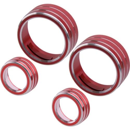 Beler 1 Set Car AC CD Switch Knob Rings Covers Trims Fit For Nissan Teana Altima 2019 2020 Red Aluminum Alloy