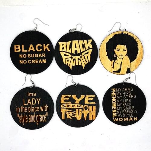 Free shipping!!mixed design Black Women wooden earrings