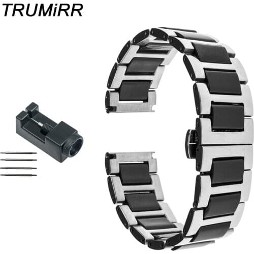 20mm 22mm Ceramic + Stainless Steel Watch Band for Diesel Men Women Strap Butterfly Buckle Belt Link Bracelet Black Gold White