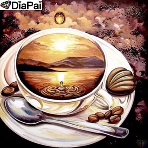 DiaPai 100% Full Square/Round Drill 5D DIY Diamond Painting "Coffee cup sunset" Diamond Embroidery Cross Stitch 3D Decor A20546