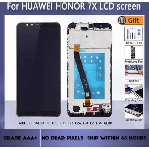 For HUAWEI Honor 7X BND L21 L22 L24 L31 L2 L34 AL00 LCD screen assembly with front case touch glass, original Black White