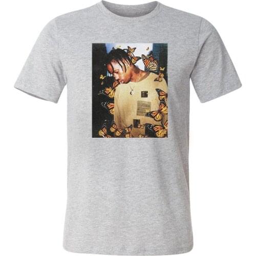 Men T-Shirts Summer Travis Scott Butterfly T shirt Effect Rap Music Album Cover Short Sleeve Cotton men Casual Tee Tops T-shirt