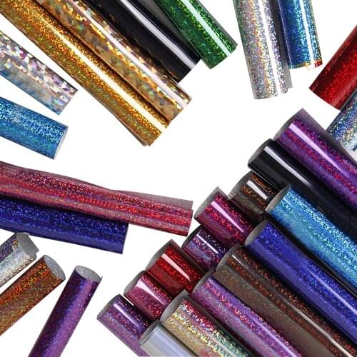 SUNICE PVC Holographic Heat Transfer Vinyl Clothes Decals For T-Shirt DIY Frabic Design Iron On Garment Sticker Bags Hats