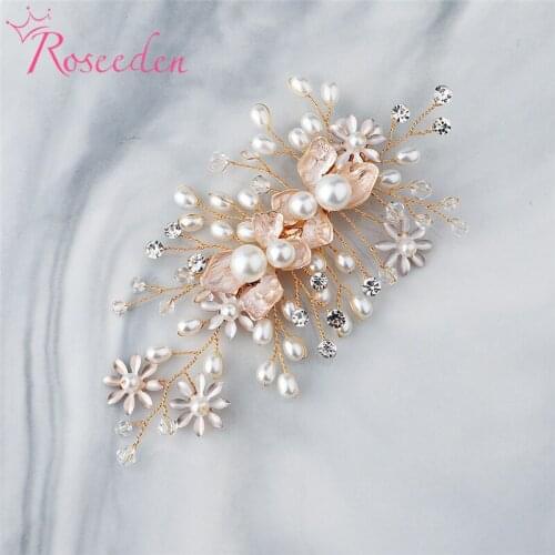 Rhinestone Pearls Wedding Hair Comb Bride Head Ornaments Hair Accessories Bridal Womens Jewelry Accessories RE3783