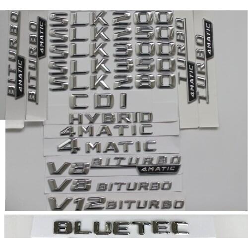 Chrome Trunk Letters Badge Emblem Emblems for Mercedes Benz SLK32 SLK55 AMG SLK200 SLK230 SLK250 SLK300 SLK320 SLK350 4MATIC CDI