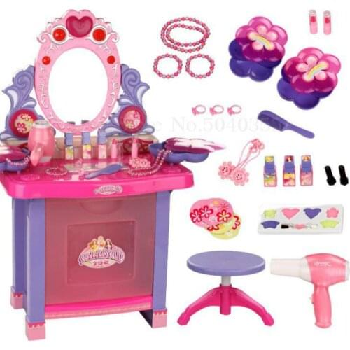 Girl play house dressing table childrens toys simulation kitchen princess dressing table product makeup box set 3-6 years old