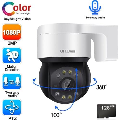 OH.eyes 1080P Onvif IP Poe PTZ Camera Outdoor Two Way Audio Full color Dome Security Cameras CCTV Video Surveillance System Kit