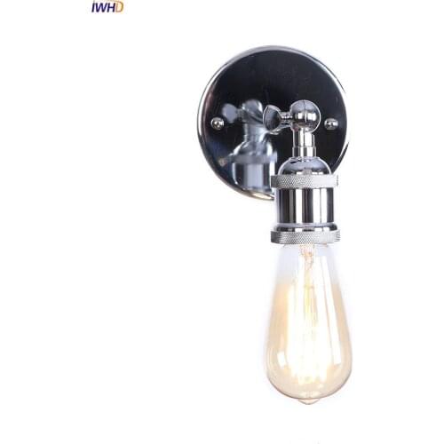 IWHD Loft Decor Silver Vintage Wall Lamp Bedroom Stair Mirror Light Retro Indsutrial Wall Lights For Home Lighting Luminaira LED