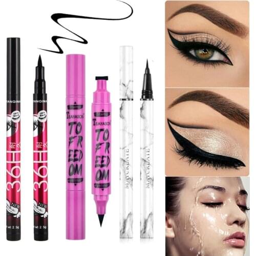 Eyeliner Pencil Double Headed Seal Marker Eyeliner Stamp Pen Waterproof Long Lasting Black Eye Liner Pen Beauty Makeup Tools