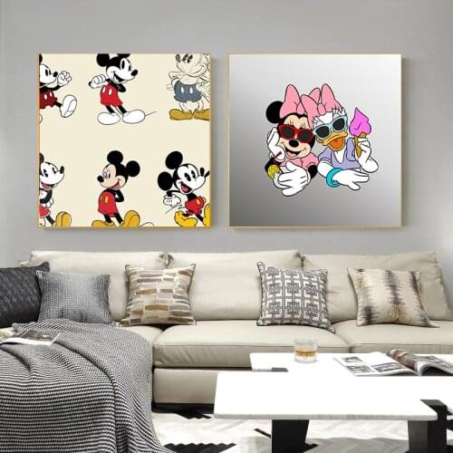 Disney Canvas Painting Donald Duck Mickey and Minnie Poster Posters and Prints Wall Art Pictures for Kids Room Home Decoration