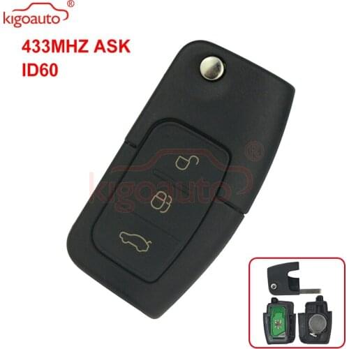Kigoauto 433MHz 4D60 Chip 3 Buttons Flip Folding Remote Control Key for Ford Focus Fiesta 2013 Fob Case With HU101 Blade