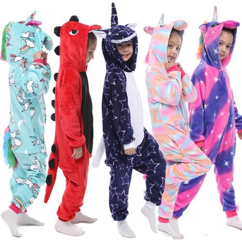 Kigurumi Unicorn Pajamas Childrens Sleepwear for Boys Girls Kids Onesies Animal Overalls Licorne Panda Anime Costumes Jumpsuit