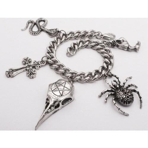 Fashion Texture Punk Goth Rock Crude Chain Cross Spider Crow Mouth Snake Bracelet Man And Women Suitable For Party