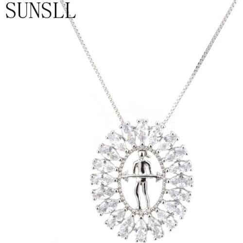 Fashion Designed Hot Selling Oval Shape Silver Color White/Pink Cubic Zirconia Pendant Necklace Jewelry for Women Gift Party