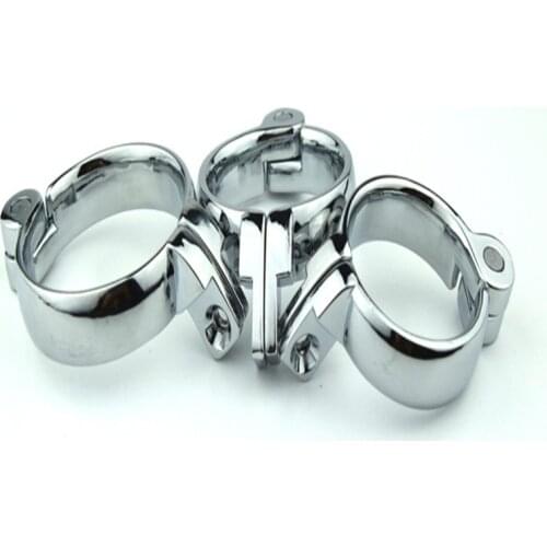 Stainless Steel Open Loop Design Male Chastity Lock Scrotum Cover Cock Ring Bondage Sex Toy
